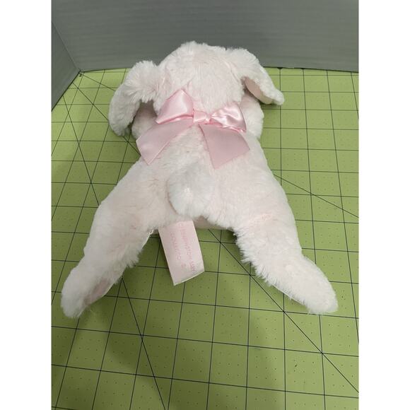 Bearington Baby Collection Bunny Tail Rabbit Plush Toy Rattle Laying Lovey Satin - Picture 4 of 11